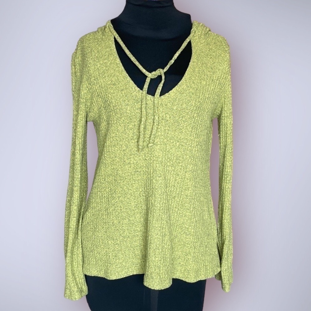 GURU Active Chartreuse Green Hooded Pullover Sweater Medium
